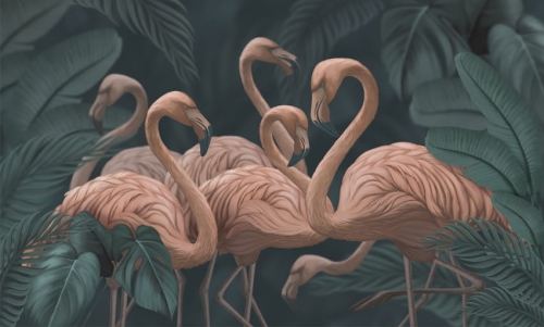 Grafika Metalic Art Spotkanie flamingów PMU2022001
