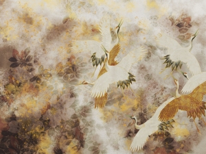 Grafika Wall Art Beige Tsuru