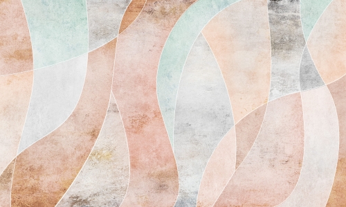 Pastelowa tapeta Wall Art Dare z różowymi, beżowymi i miętowymi organicznymi łukami