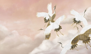Grafika Wall Art Taupe tsuru