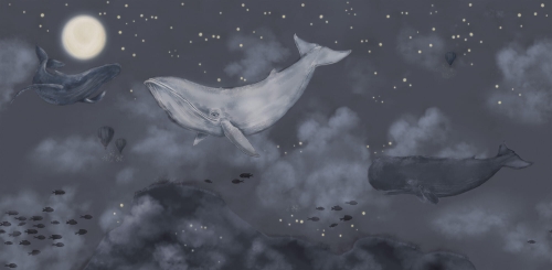 Mural Borastapeter Whales in the sky 9458W wzor duzy.jpg