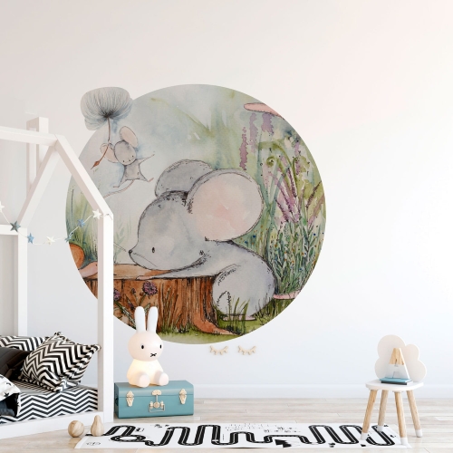 Tapeta w kole Wall Art Mice Adventure