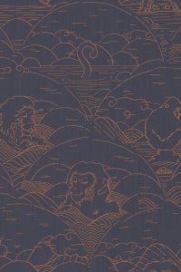 Tapeta Arte Moooi Tokyo Blue Indigo Macaque AMO3000