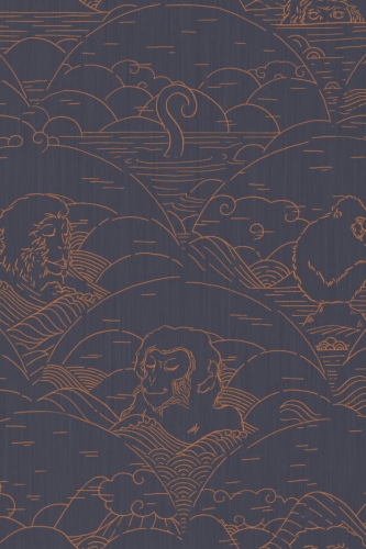 Tapeta Arte Moooi Tokyo Blue Indigo Macaque AMO3000