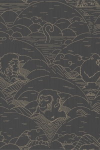 Tapeta Arte Moooi Tokyo Blue Indigo Macaque AMO3001