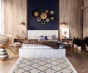 Łóżko tapicerowane NEVADA- TRINITY (BIAŁY) - 160 x 200