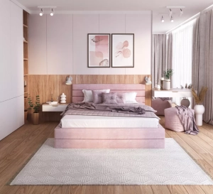 Łóżko tapicerowane -VIRGINIA TRINITY (PUDROWY RÓŻ) - 180 x 200