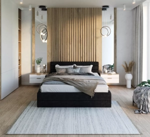 Łóżko tapicerowane -VIRGINIA TRINITY (CZARNY) - 140 x 200