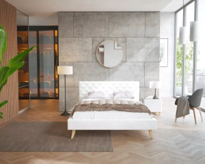 Łóżko tapicerowane KALIFORNIA- TRINITY (BIAŁY) - 180 x 200