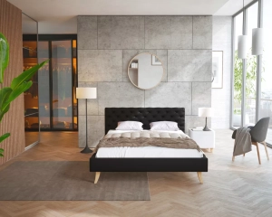 Łóżko tapicerowane KALIFORNIA- TRINITY (CZARNY) - 120 x 200