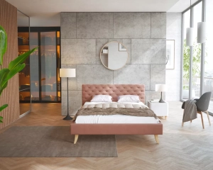 Łóżko tapicerowane KALIFORNIA- TRINITY (mglisty róż) - 120 x 200