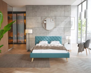 Łóżko tapicerowane KALIFORNIA- TRINITY (turkus) - 120 x 200