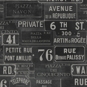 Tapeta MINDTHEGAP Eclectic Vintage Signs Anthracite WP20037