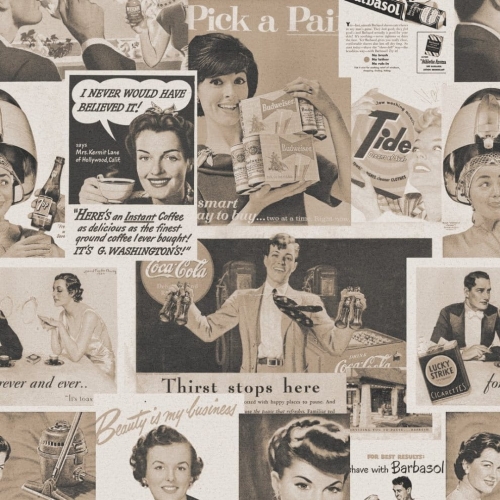 MINDTHEGAP Eclectic Retro Ads Sepia WP20070