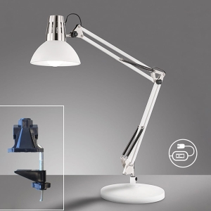 Lampa stołowa Pit Fischer&Honsel E27 1x40W biały metal