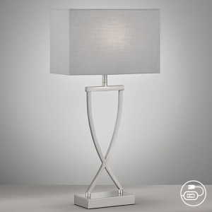 Lampa stołowa Anni Fischer&Honsel E27 1x40W w kolorze niklu metal