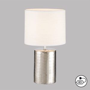 Lampa stołowa Prata Fischer&Honsel E14 1x25W w kolorze srebrnym ceramika