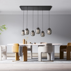 Lampa Wisząca Regi Fischer&Honsel E27 6x40W piaskowo-czarny metal
