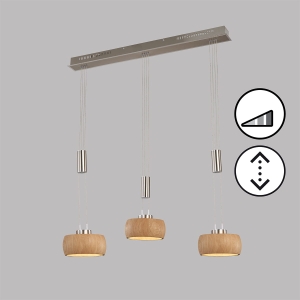 Lampa Wisząca SHINE-WOOD Fischer&Honsel LED 3x9W w kolorze niklu metal
