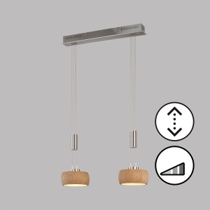 Lampa Wisząca SHINE-WOOD Fischer&Honsel LED 2x9W w kolorze niklu metal