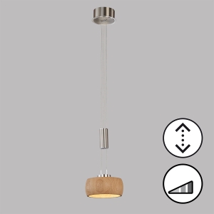 Lampa Wisząca SHINE-WOOD Fischer&Honsel LED 1x9W w kolorze niklu metal