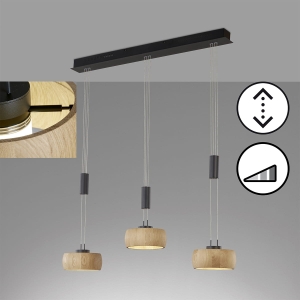 Lampa Wisząca SHINE-WOOD Fischer&Honsel LED 3x9W piaskowo-czarny metal
