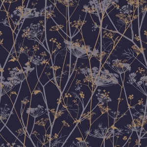 Tapeta Clarissa Hulse WILD CHERVIL WALLPAPER – BLACKBERRY & GOLD 120399