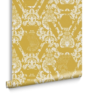 Tapeta dekoracyjna Graham&Brown Curiosity GEO DAMASK YELLOW 106446