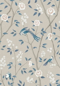 Tapeta dekoracyjna Boras Tapeter Blue & White Paradise Birds 6143