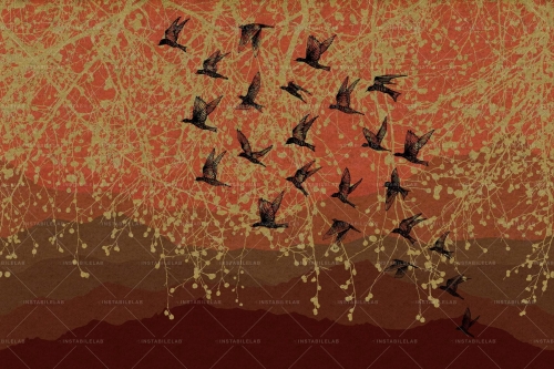 Red-Mountain-carta-da-parati-decorativa-raffinata-colorata-oro-animali-paesaggio-Instabilelab-1.jpg