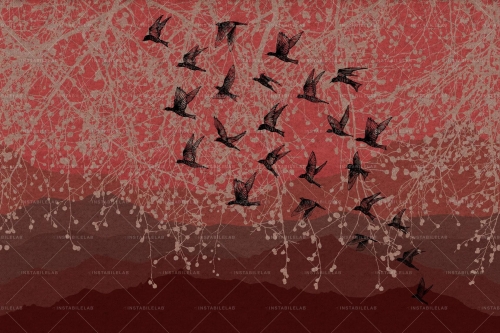 Red-Mountain-carta-da-parati-decorativa-raffinata-colorata-oro-rosa-animali-paesaggio-Instabilelab.jpg