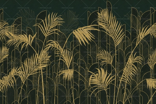 Ayame-carta-da-parati-moderna-foglie-natura-oro-Instabilelab.jpg