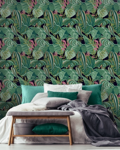 MINDTHEGAP Palm Springs Tropical Foliage Anthracite WP20366
