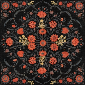 Tapeta MINDTHEGAP World of Fabrics Hindu Bloom Anthracite WP20407