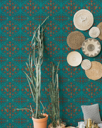 MINDTHEGAP World of Fabrics Hindu Bloom Topaz WP20408