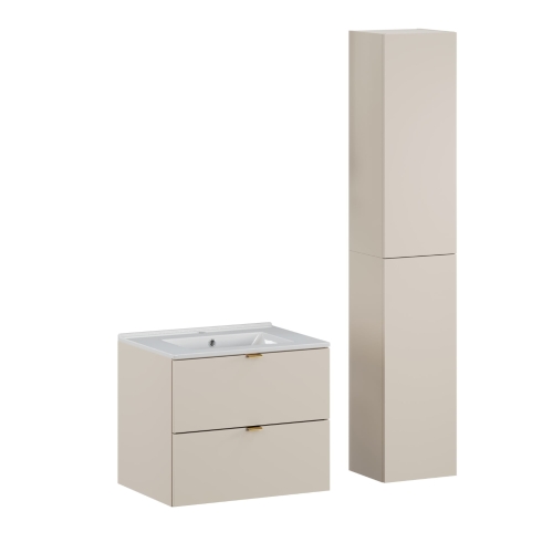 COMAD Zestaw meblowy 60cm z umywalką meblową Lava i szafką wysoką SET-DC 60CM UM LAVA WH HC