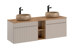 COMAD Zestaw meblowy 140cm z blatem i 2 umywalkami nablatowymi Wiki SET - ICC B 140 CM WIKI-MC  81-01 COAST EVOKE OAK