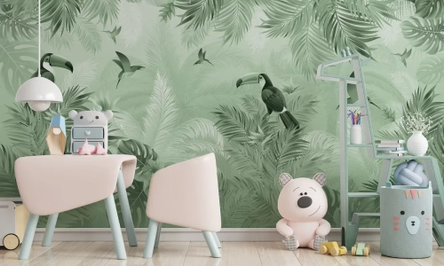 Grafika-Metalic-Art-Egzotyczne-ptaki-Green.webp