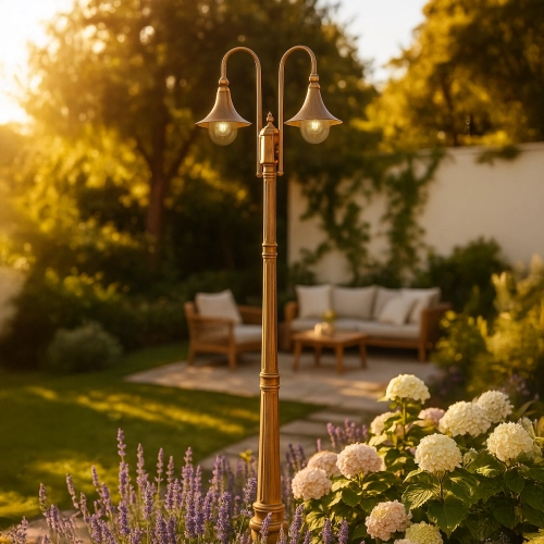 Lampa ogrodowa stojąca K-8127 CZARNY/ZŁOTY z serii BOSTON