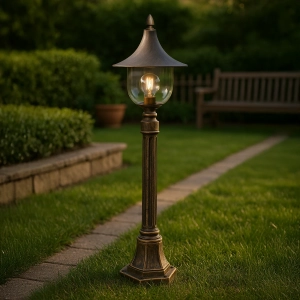 Lampa ogrodowa stojąca K-8129 CZARNY/ZŁOTY z serii BOSTON