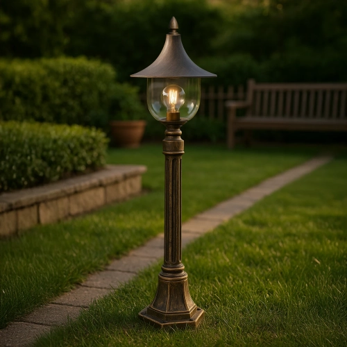 Lampa ogrodowa stojąca K-8129 CZARNY/ZŁOTY z serii BOSTON