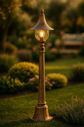 Lampa ogrodowa stojąca K-8129 CZARNY/ZŁOTY z serii BOSTON