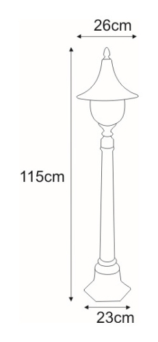 Lampa ogrodowa stojąca K-8129 CZARNY/ZŁOTY z serii BOSTON