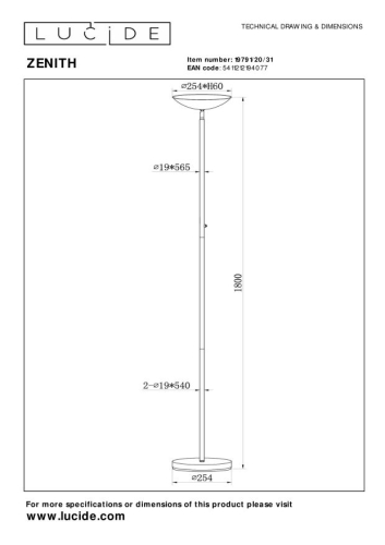 Lampa stojąca Lucide ZENITH 19791/20/31