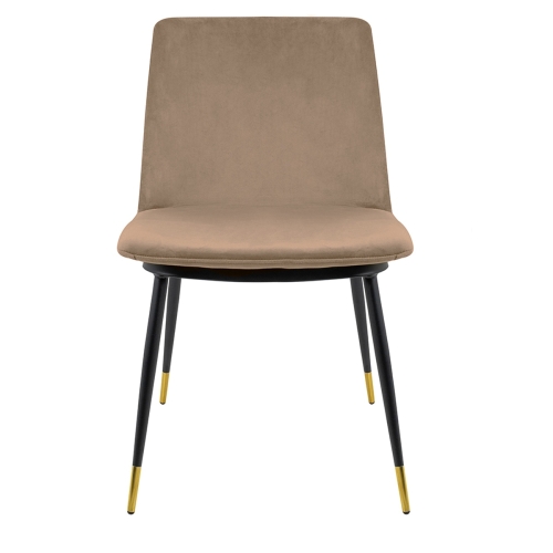 Krzesło DIEGO khaki / beżowe - welur, podstawa czarno złota