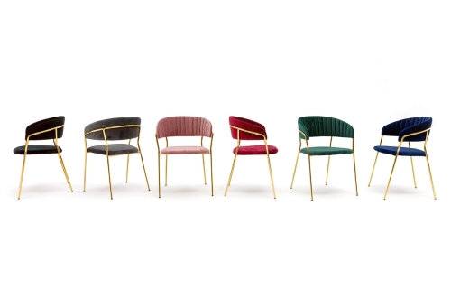 Krzesło MARGO ciemny niebieski - welur, podstawa złota