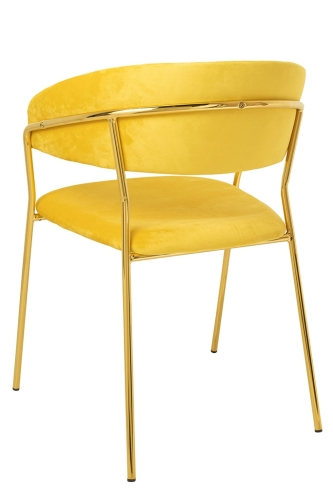 Krzesło MARGO żółte - welur, podstawa złota