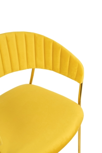 Krzesło MARGO żółte - welur, podstawa złota