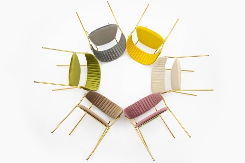 Krzesło MARGO żółte - welur, podstawa złota