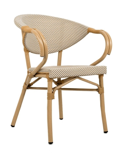 Krzesło ogrodowe CAFE BISTRO PARIS ARM beżowe rattan